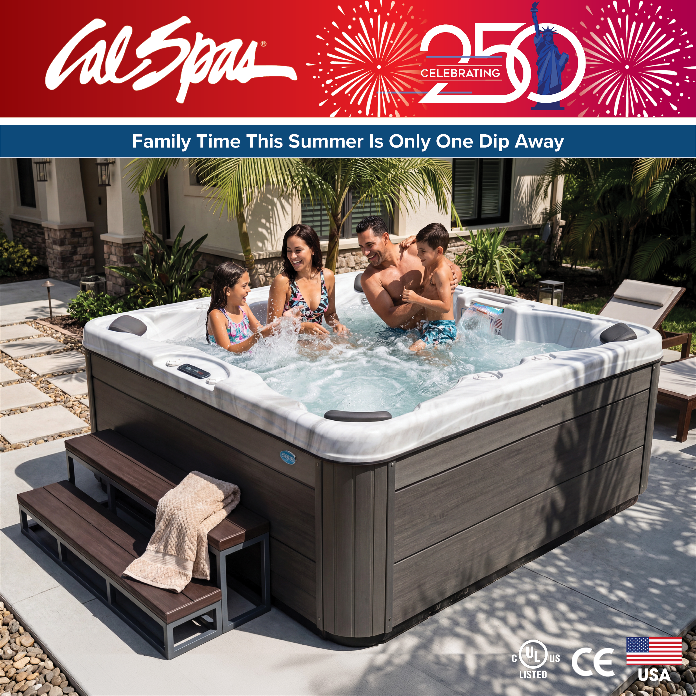 Calspas hot tub being used in a family setting - Pontiac